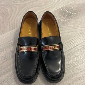 DIOR Black Logo Plaque Code Loafers